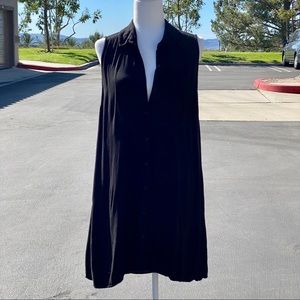 Sleeveless shirt dress with pockets large/black
